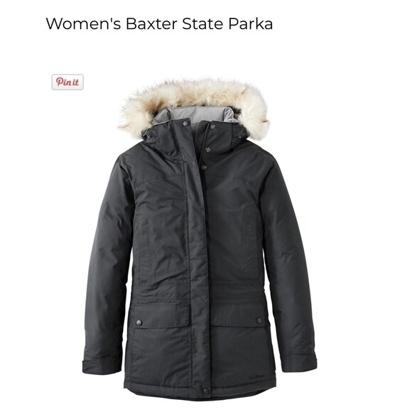 LL Bean Baxter State Tex Parka Womens Lrg Faux Fur Hood Coat Goose Down Jacket - Picture 11 of 12